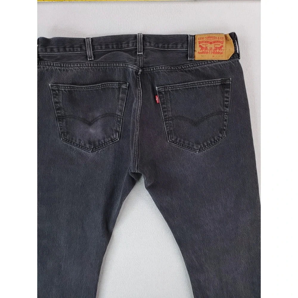 Levis 501 Jeans Mens 40x30* Black Faded‎ Work Pants Grunge Distressed Button Fly